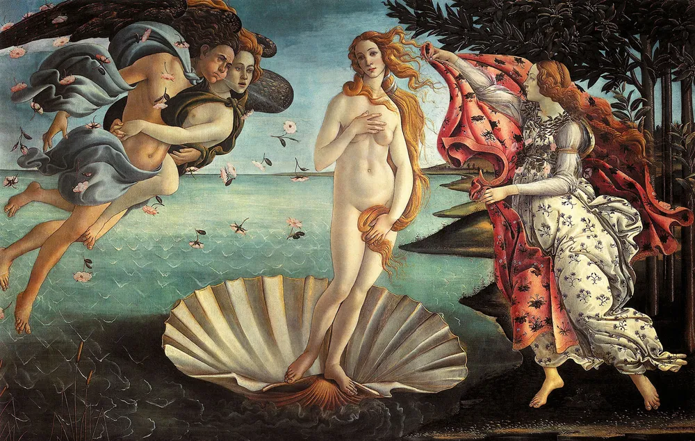 Sandro Botticelli — The Birth of Venus, full composition